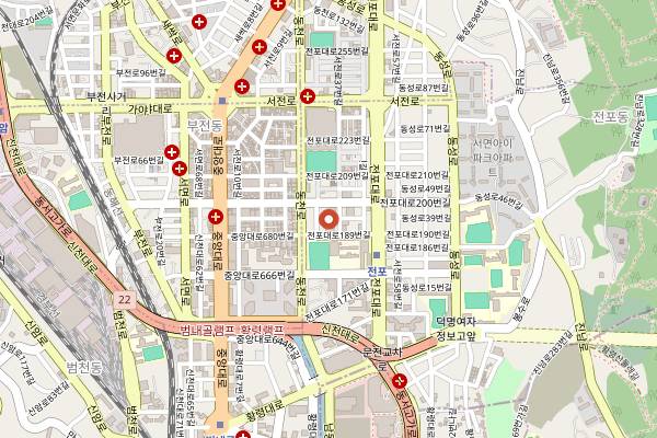 Map showing Bao Haus in Busan