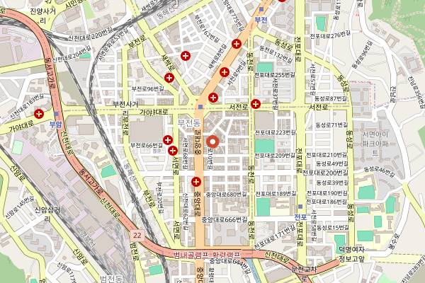 Map showing Blackup Coffee Seomyeon in Busan