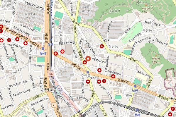 Map showing Dongnae Halmae Pajeon in Busan