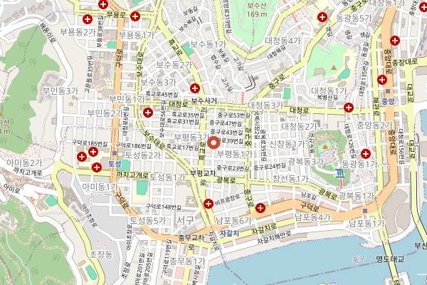 Map showing Bupyeong Kkangtong Market in Busan
