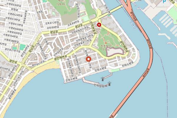 Map showing Millak Raw Fish Town in Busan
