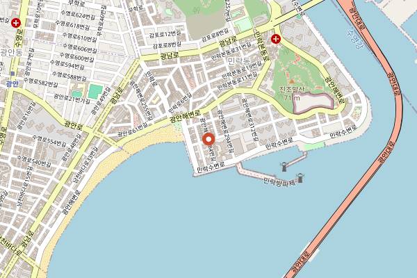 Map showing Jin Dweji Gomtang in Busan