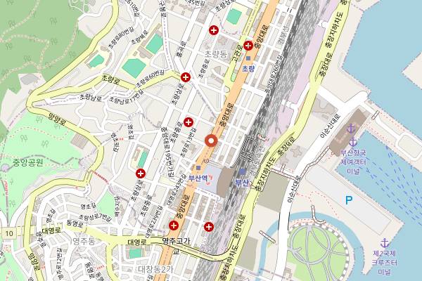 Map showing Choryang Milmyeon in Busan