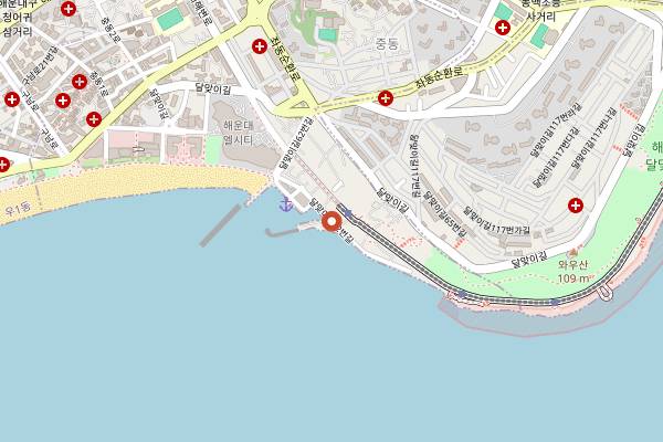 Map showing Haeundae Pojangmacha Village in Busan