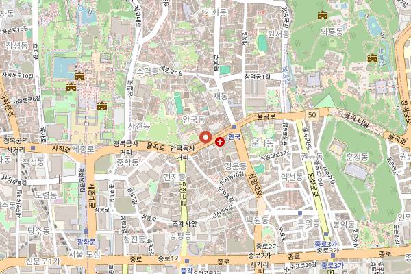 Map showing Artist Bakery Anguk in Seoul