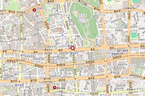Map showing Jongno 3-ga Hof Alley in Seoul