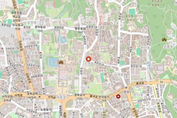 Map showing Hwangsaengga Kalguksu in Seoul