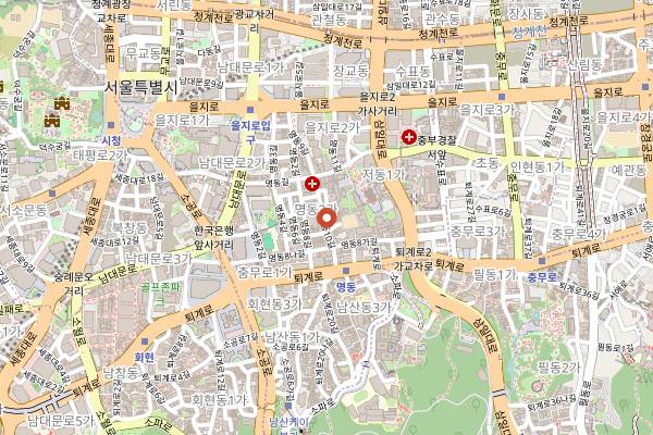 Map showing Myeongdong Kyoja in Seoul