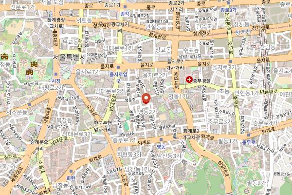 Map showing Myeongdong Tteokbokki Carts in Seoul