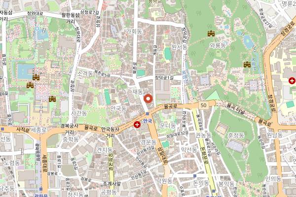 Map showing Cafe Layered Anguk in Seoul