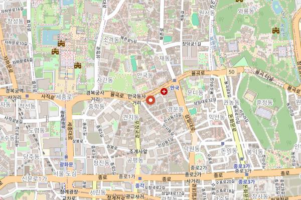 Map showing Insadong Geu Jib in Seoul