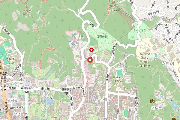 Map showing O'ngo Food Hanok Cooking Studio in Seoul