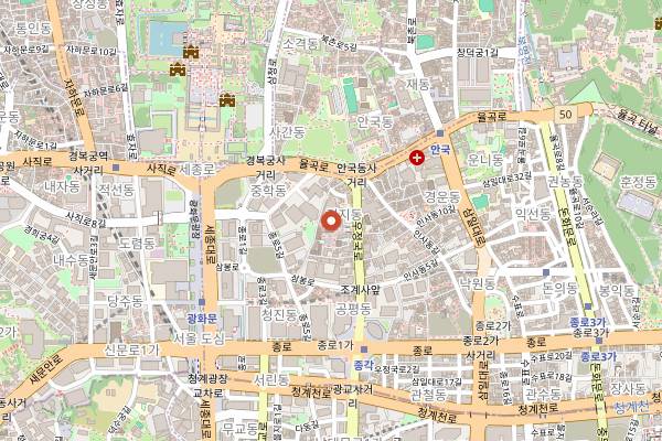 Map showing Temple Food Restaurant (Jogyesa) in Seoul
