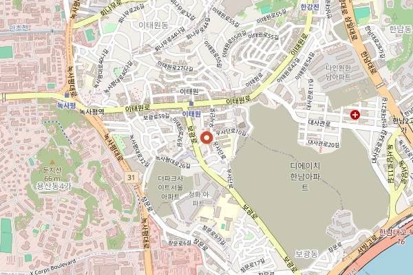 Map showing Usadan-ro Hillside Cafes in Seoul