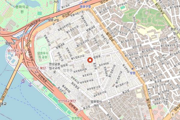 Map showing Mangwon Market in Seoul