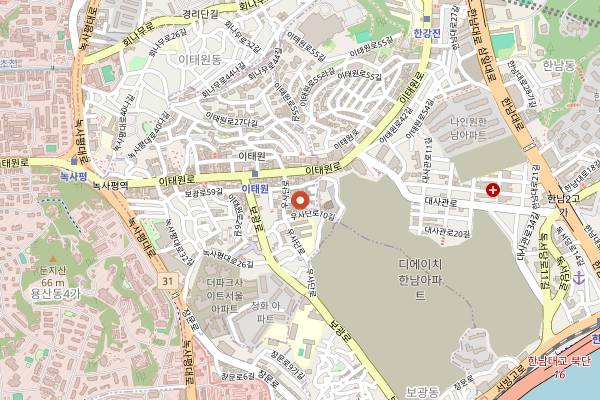 Map showing Itaewon LGBT-Friendly Bar District in Seoul