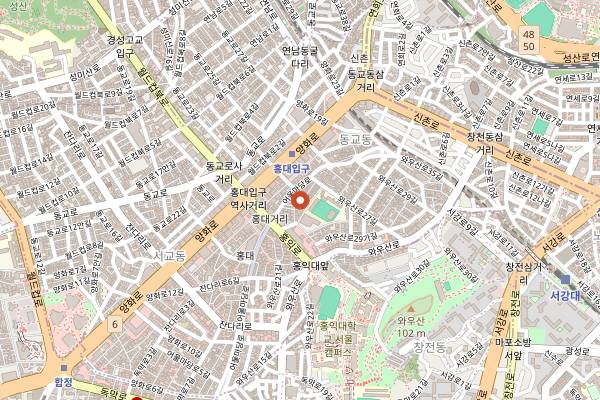 Map showing Hongik Sutbul Galbi in Seoul