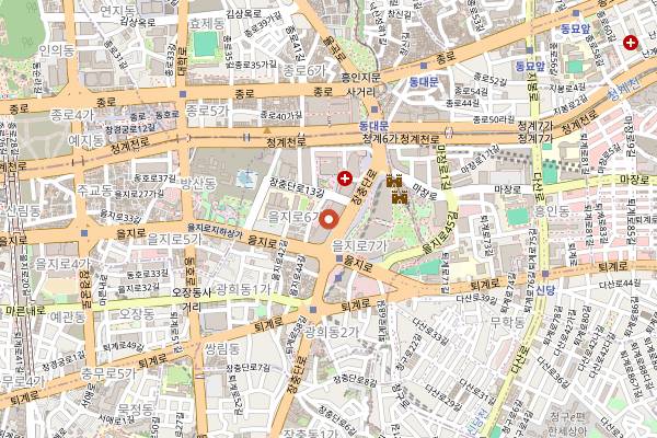 Map showing Dongdaemun Night Market Food Stalls in Seoul