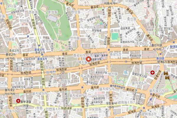 Map showing Gwangjang Market Bindaetteok Stalls in Seoul
