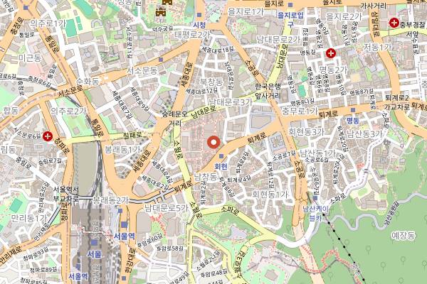 Map showing Namdaemun Market Hotteok Stalls in Seoul