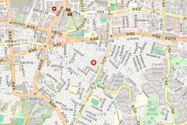 Map showing Sindang Tteokbokki Town in Seoul