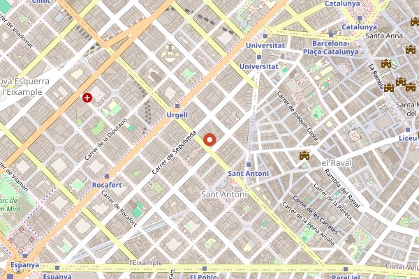 Map showing Panes Creativos in Barcelona