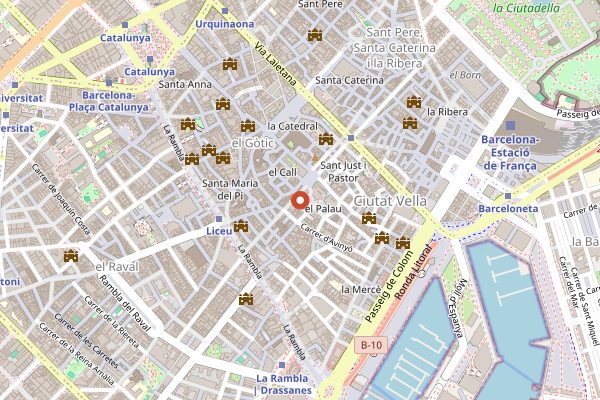 Map showing La Cerveteca in Barcelona