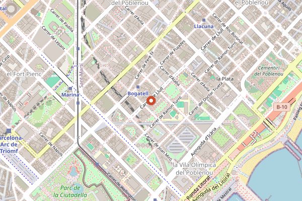 Map showing Edge Brewing in Barcelona