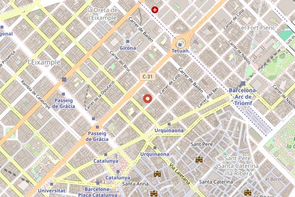 Map showing La Textil Collective in Barcelona