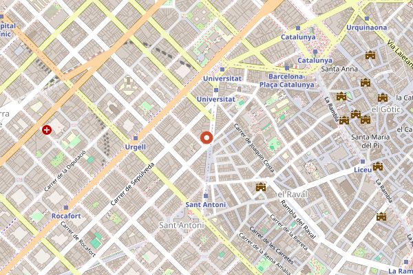 Map showing Moritz Fabrica in Barcelona