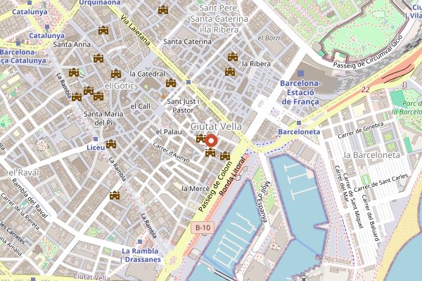 Map showing Milk Bar and Bistro in Barcelona