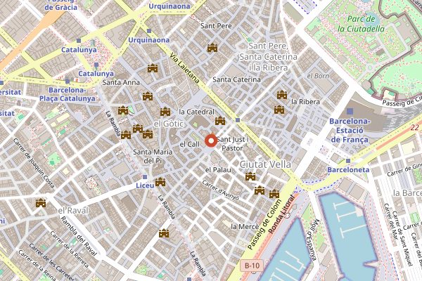 Map showing Conesa Entrepans (budget) in Barcelona
