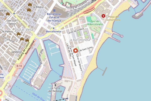 Map showing La Cova Fumada (budget) in Barcelona