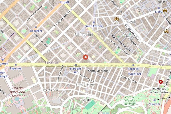 Map showing Cafe Cometa in Barcelona