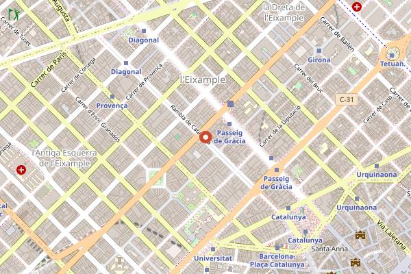 Map showing Casa Vives in Barcelona
