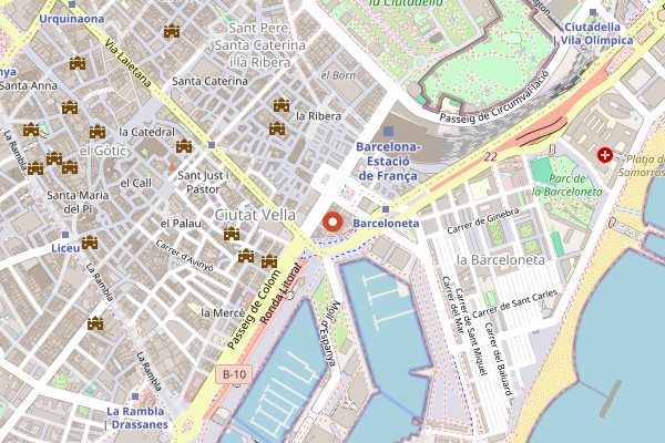 Map showing Can Paixano (La Xampanyeria) in Barcelona