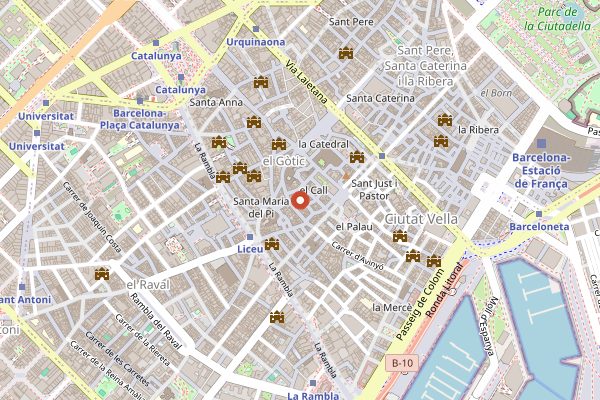 Map showing Satan's Coffee (roastery) in Barcelona