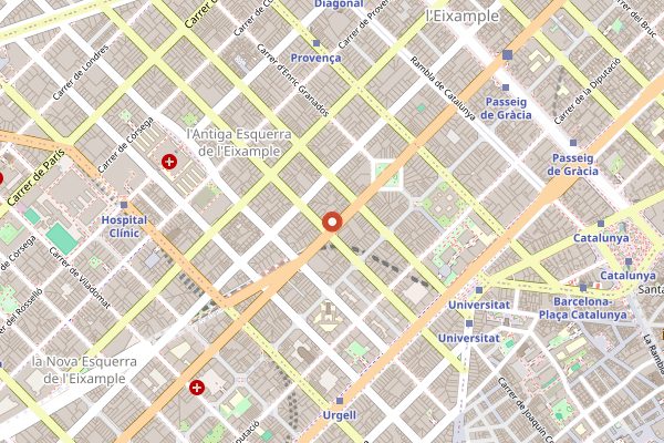Map showing Three Marks Coffee in Barcelona