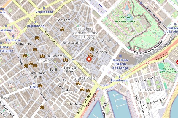 Map showing Spanish Tapas and Paella Workshop in Barcelona