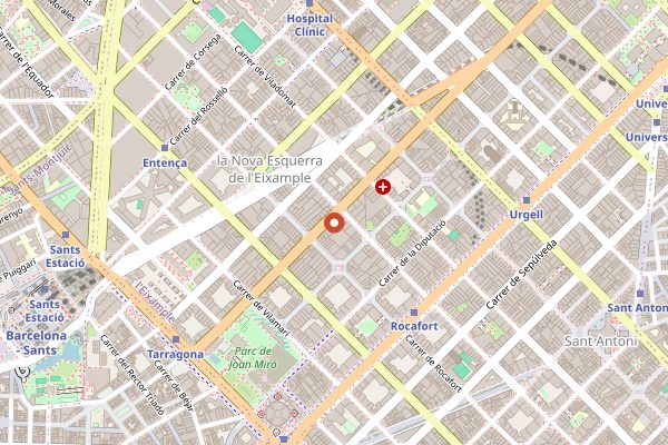 Map showing Cinc Sentits in Barcelona