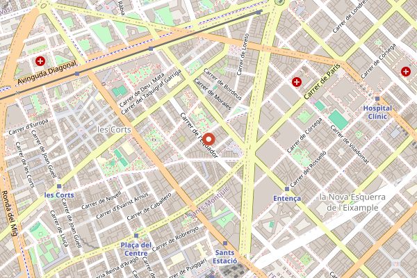 Map showing Cocina Hermanos Torres in Barcelona