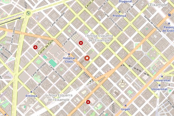 Map showing Disfrutar Tasting Room in Barcelona