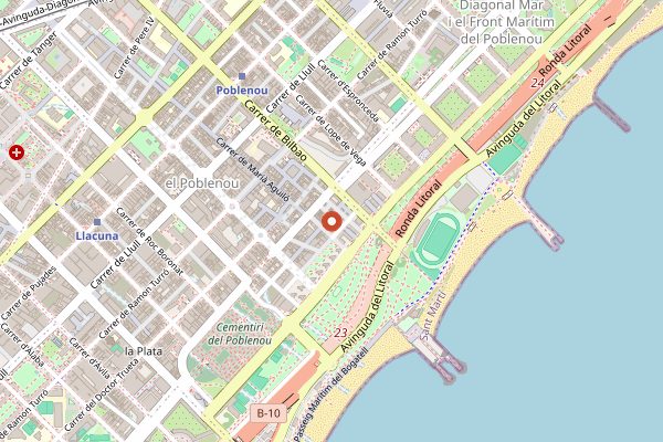 Map showing Els Pescadors in Barcelona