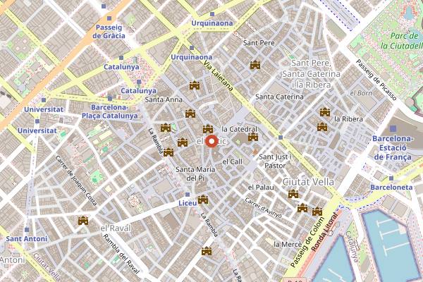Map showing Devour Tours: Gothic Quarter in Barcelona