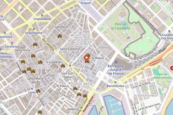 Map showing Devour Tours in Barcelona
