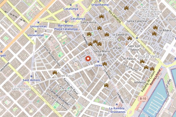 Map showing Foodlover Tour in Barcelona