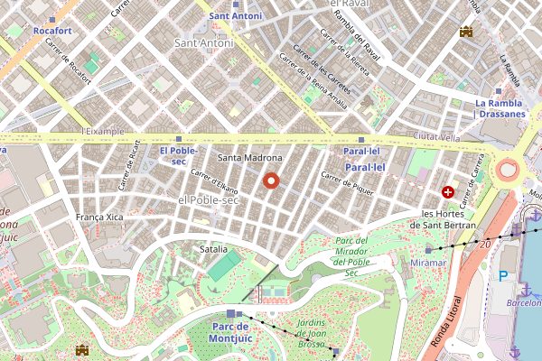Map showing Wanderbeak Tours in Barcelona