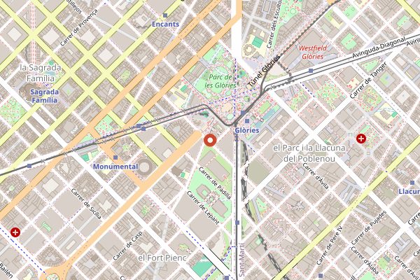 Map showing Els Encants in Barcelona