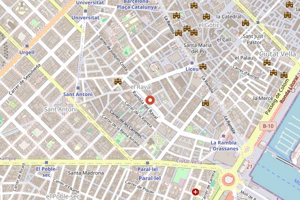 Map showing 360 Terrace at Barceló Raval in Barcelona