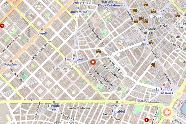 Map showing Big Bang Bar in Barcelona